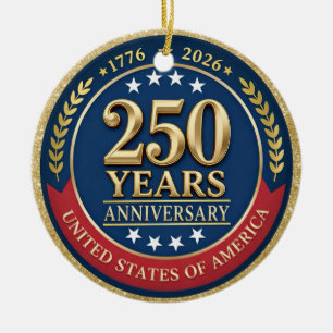 Adorno De Cerámica 250º Aniversario USA Patriótico 1776–2026