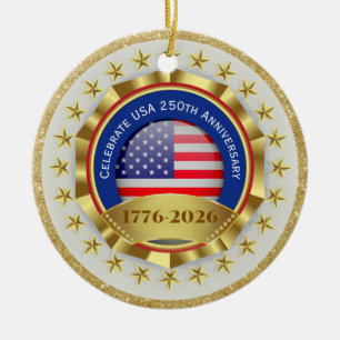 Adorno De Cerámica 250º Aniversario USA Patriótico 1776–2026