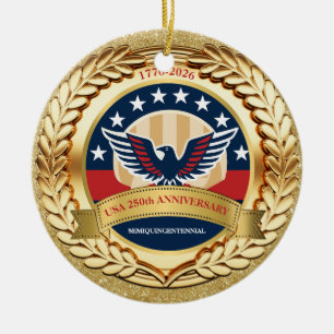 Adorno De Cerámica 250º Aniversario USA Patriótico 1776–2026