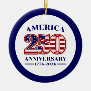 Adorno De Cerámica 250º Aniversario USA Patriótico 1776–2026