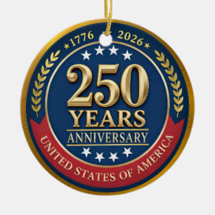 Adorno De Cerámica 250º Aniversario USA Patriótico   1776–2026