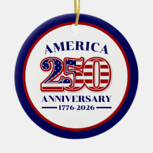 Adorno De Cerámica 250 Aniversario USA Patriótico 1776–2026