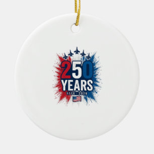 Adorno De Cerámica 250 Años Aniversario Jets Patrióticos Diseño Vecto