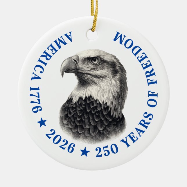 Adorno De Cerámica 250th Anniversary USA 2026 Bald Eagle  (Frente)