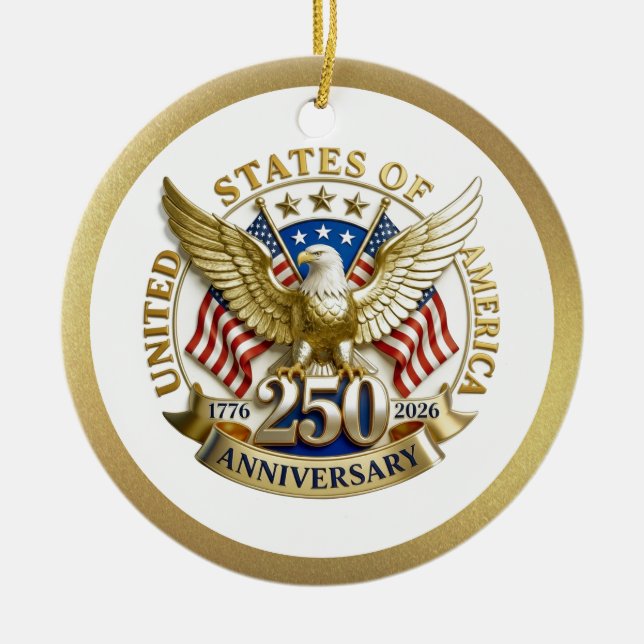 Adorno De Cerámica 250th Anniversary USA Patriotic | 1776–2026 (Frente)