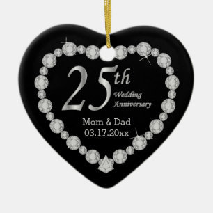 Adorno De Cerámica 25.º memento de aniversario de Boda de plata
