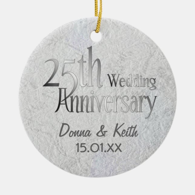 Adorno De Cerámica 25° Aniversario del Boda de Plata (Frente)