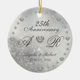Adorno De Cerámica 25° Aniversario del Boda de Plata
