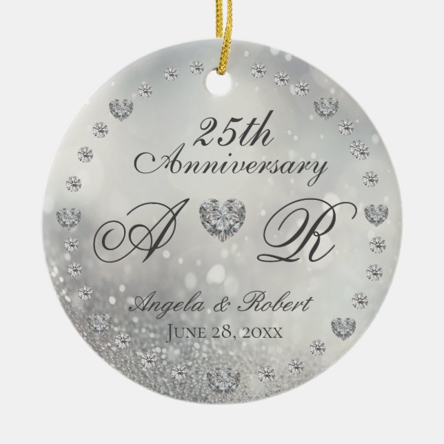 Adorno De Cerámica 25° Aniversario del Boda de Plata (Frente)