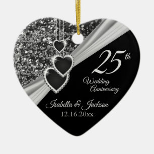 Adorno De Cerámica 25° Aniversario del Purpurina de Plata