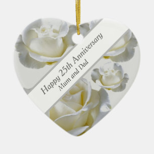 Adorno De Cerámica 25° Aniversario editable Silver Rosa