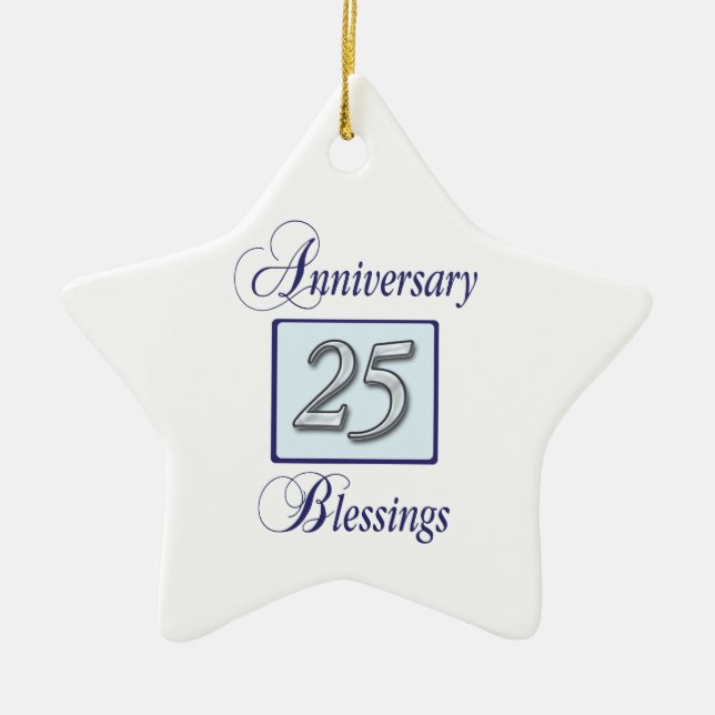 Adorno De Cerámica 25 años en azul y plata (Frente)
