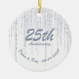 Adorno De Cerámica 25th Anniversary Ornament Metal • Personalized Sil