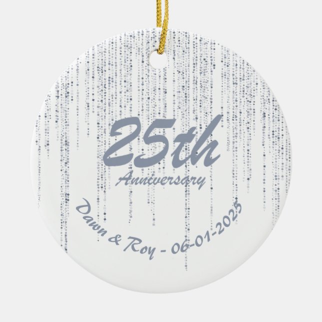 Adorno De Cerámica 25th Anniversary Ornament Metal • Personalized Sil (Frente)