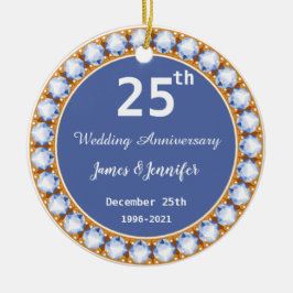 Adorno De Cerámica 25th Wedding Anniversary diamond Custom Names