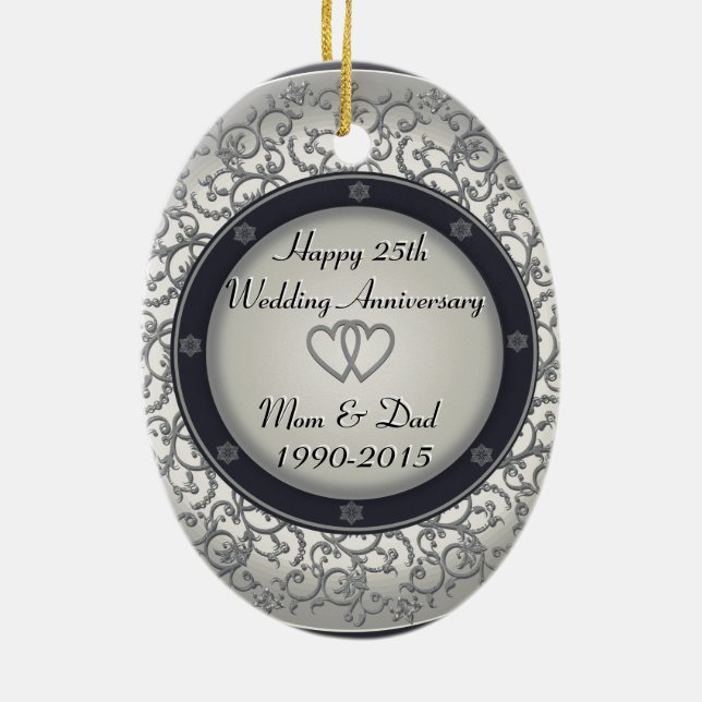 Adorno De Cerámica 25to Aniversario de bodas de plata (Atrás)
