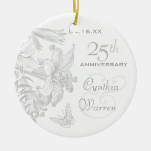 Adorno De Cerámica 25to Recuerdo del personalizado del aniversario de