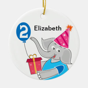 Adorno De Cerámica 2.º Elefante de Cumpleaños