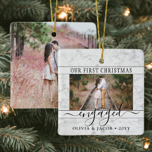 Adorno De Cerámica 2 Compromiso de fotos Primera Faux Marble de Navid