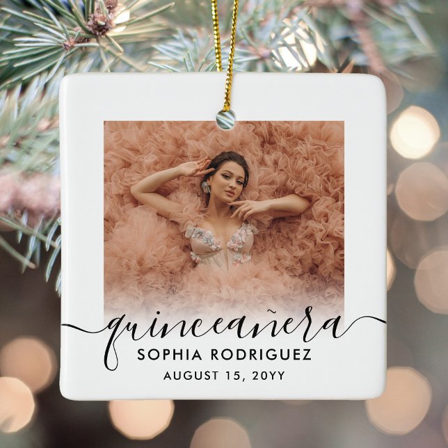 Adorno De Cerámica 2 Foto Quinceañera Keepsake 15 cumpleaños moderno (Subido por el creador)