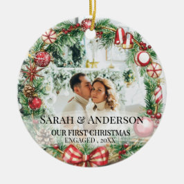 Adorno De Cerámica 2 Fotografía Nuestra Primera Navidad Comprometida,