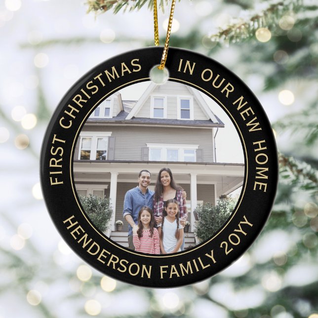 Adorno De Cerámica 2 fotos de la casa primera Navidad nuevo hogar neg (Subido por el creador)