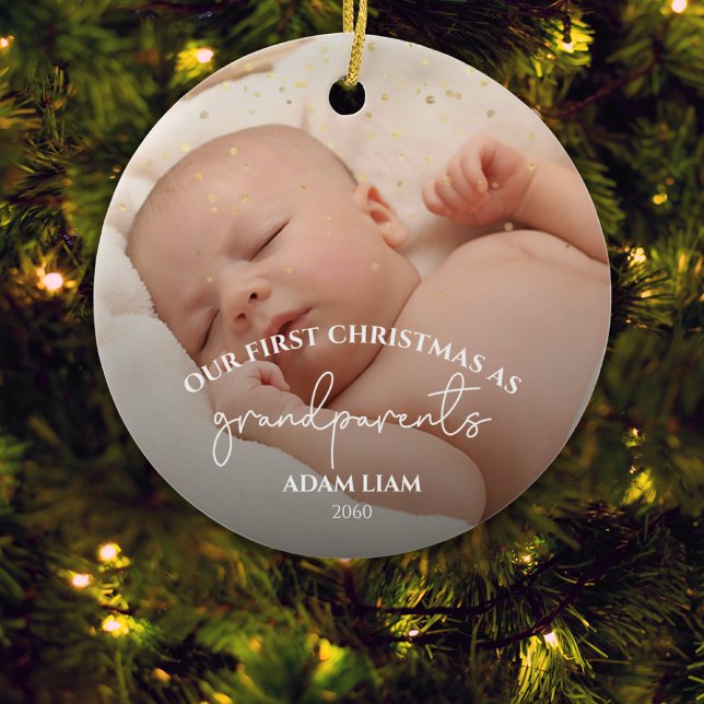 Adorno De Cerámica 2 fotos Purpurinas abuelos Primeros Navidades (Subido por el creador)
