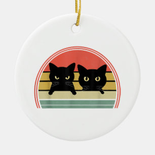Adorno De Cerámica 2 gatos negros buscando amor animal vintage