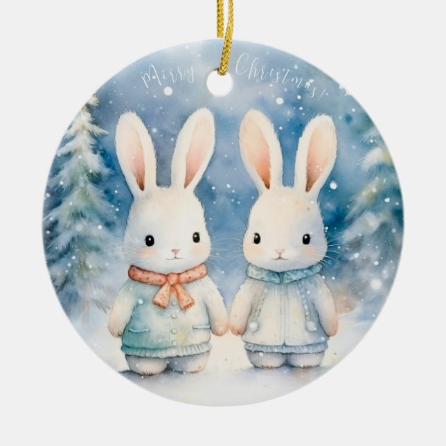 Adorno De Cerámica 2 lapins de Noël (Frente)