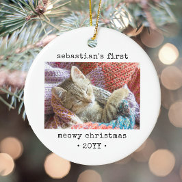 Adorno De Cerámica 2 Navidades de primer momento de gatito fotográfic