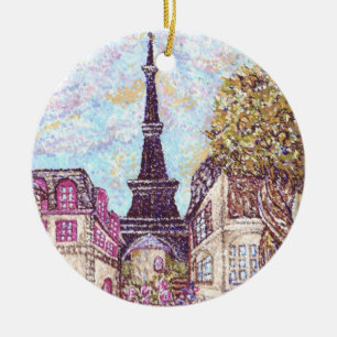Adorno De Cerámica 2 paisajes urbanos inspirados en París W/Eiffel To