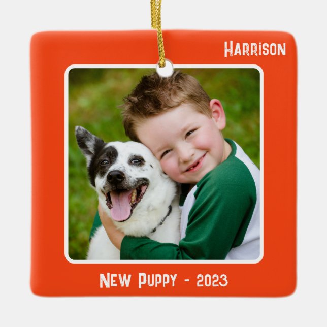 Adorno De Cerámica 2-Photo 2 Sided Sporty Naranja Evento (Anverso)