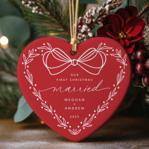 Adorno De Cerámica 2 Primeros Navidades casados de Navidad