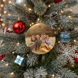 Adorno De Cerámica 2-Sided  Elegant Script Overlay Double Photo 