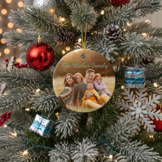 Adorno De Cerámica 2-Sided  Elegant Script Overlay Double Photo  (Subido por el creador)