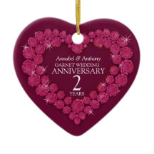 2nd Wedding Anniversary garnet red heart