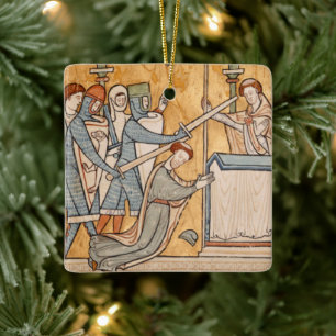 Adorno De Cerámica 2x Un Martirio Temprano de St. Tomás Becket en el
