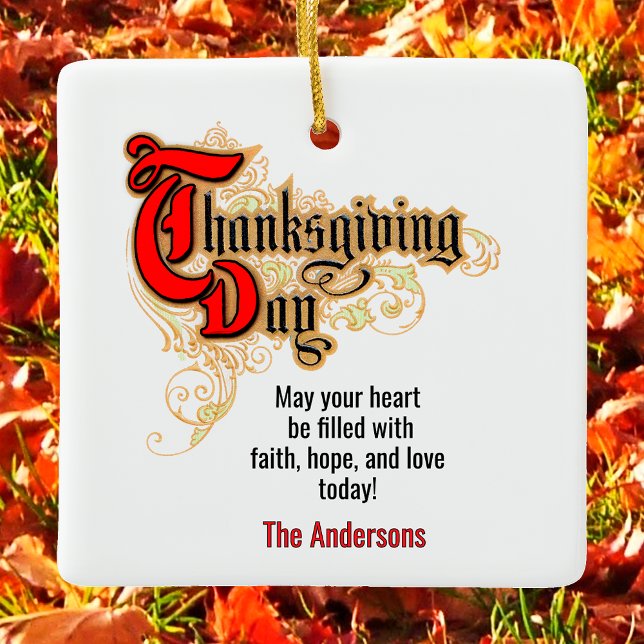 Adorno De Cerámica 2xLetra roja-Palabras Día de Acción de Gracias (Subido por el creador)