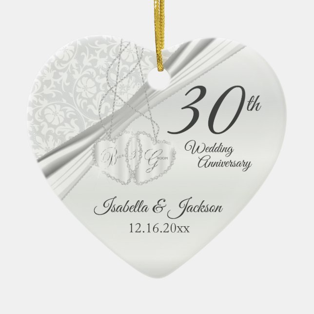 Adorno De Cerámica 30.º Aniversario de la Perla Boda (Frente)