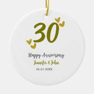 Adorno De Cerámica 30 años feliz pareja de bodas grises dorados