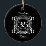 Adorno De Cerámica 35° aniversario boda escudo Coral Jade<br><div class="desc">Un diseño romántico para celebrar tu 35 aniversario de matrimonio. Si quieres ayuda para personalizar este diseño, por favor contacta conmigo, es un botón de preguntar a este diseñador, justo debajo de este texto. Este escudo de 35 años de aniversario boda tiene el texto coral / jade como el regalo...</div>