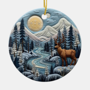 Adorno De Cerámica 3.ᵉʳ Animal de Chirstmas de reno de Woodland