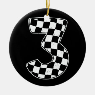 Adorno De Cerámica 3.ᵉʳ Cumpleaños Número 3 Bandera de Carreras de co