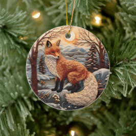 Adorno De Cerámica 3.ᵉʳ Fox Chirstmas Animal