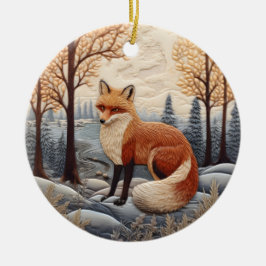 Adorno De Cerámica 3.ᵉʳ Fox Chirstmas Animal