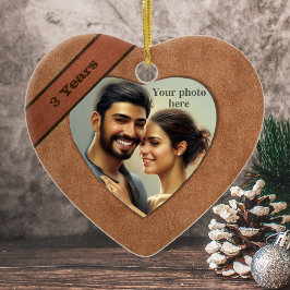 Adorno De Cerámica 3° aniversario de Leather Look: Añadir tu foto