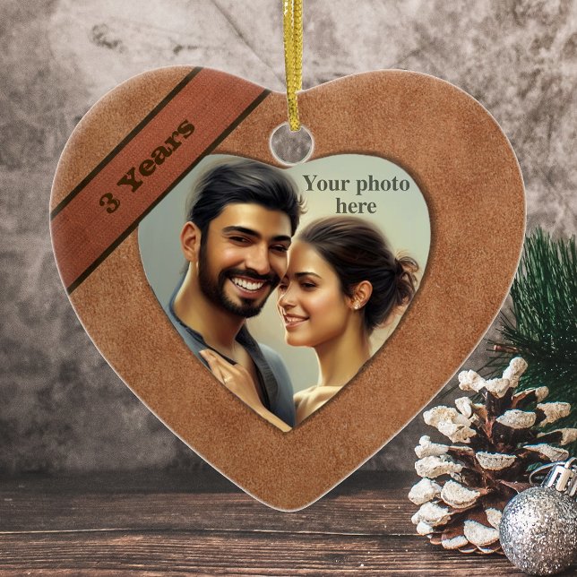 Adorno De Cerámica 3° aniversario de Leather Look: Añadir tu foto (Subido por el creador)