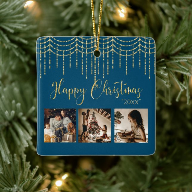 Adorno De Cerámica 3 Collage de fotos Rústico Garland enciende cerámi (Árbol)