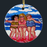 Adorno De Cerámica 3 Mejor Amigo Martini Beach Divas Round Ornamite<br><div class="desc">3 chubby Beach Divas disfrutando de sus martinis en el surf y la arena! ¡Un gran tributo para las novias!</div>