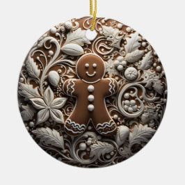 Adorno De Cerámica 3D Effect Gingerbread Ornament | Custom Name